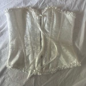 white lace strapless corset